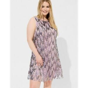 Torrid Lilac Purple Scallop Sequin Sleeveless Mini Shift Dress Fairy Marmaid
